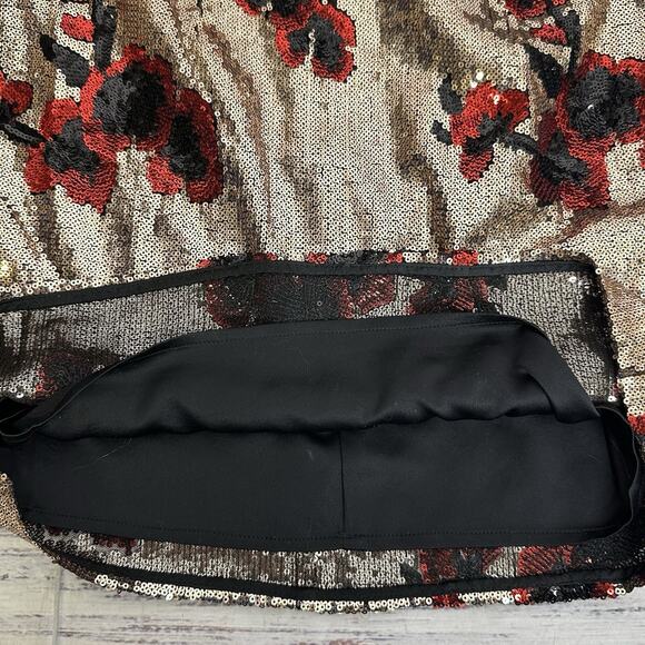 GUESS Women's Gold Grace Sequined Floral Mini Dress Size 6 New - Picture 9 of 12